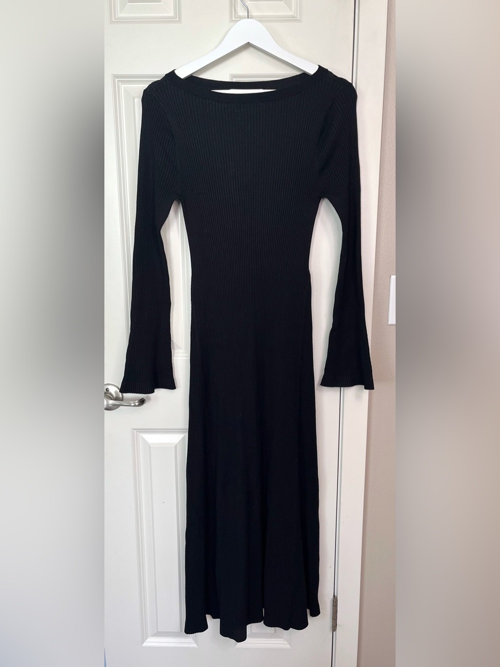 LOFT Ribbed Flared Midi Sweater Dress
